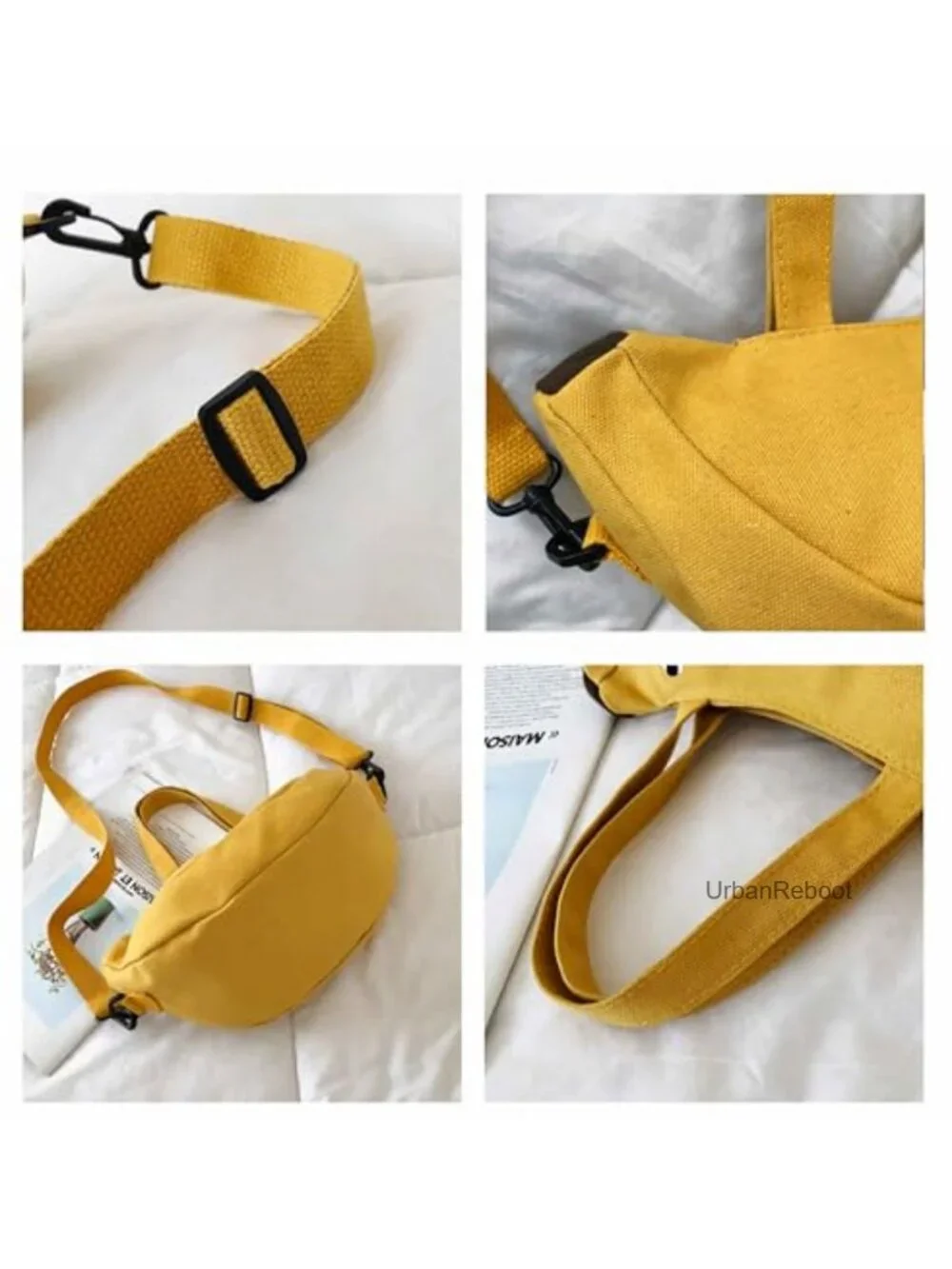 Canvas Banana Crossbody Purse Novelty Mini Bag for Teens